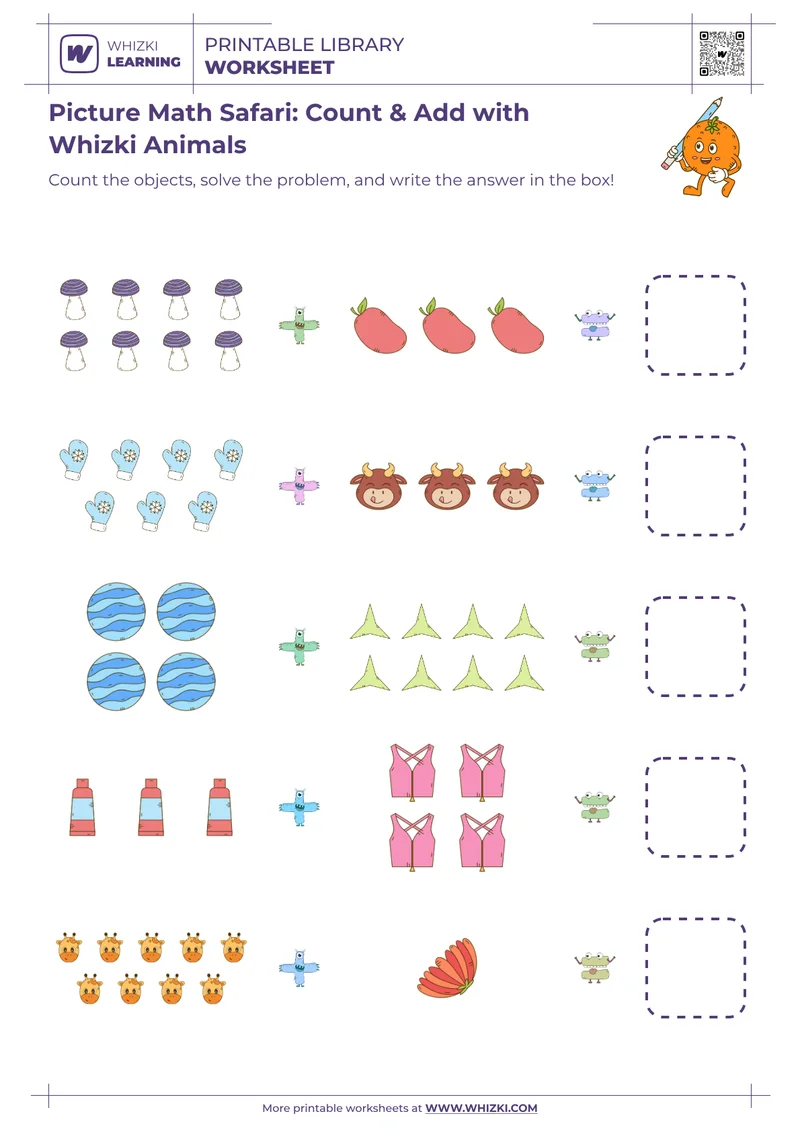 Picture Math Safari: Count & Add with Whizki Animals