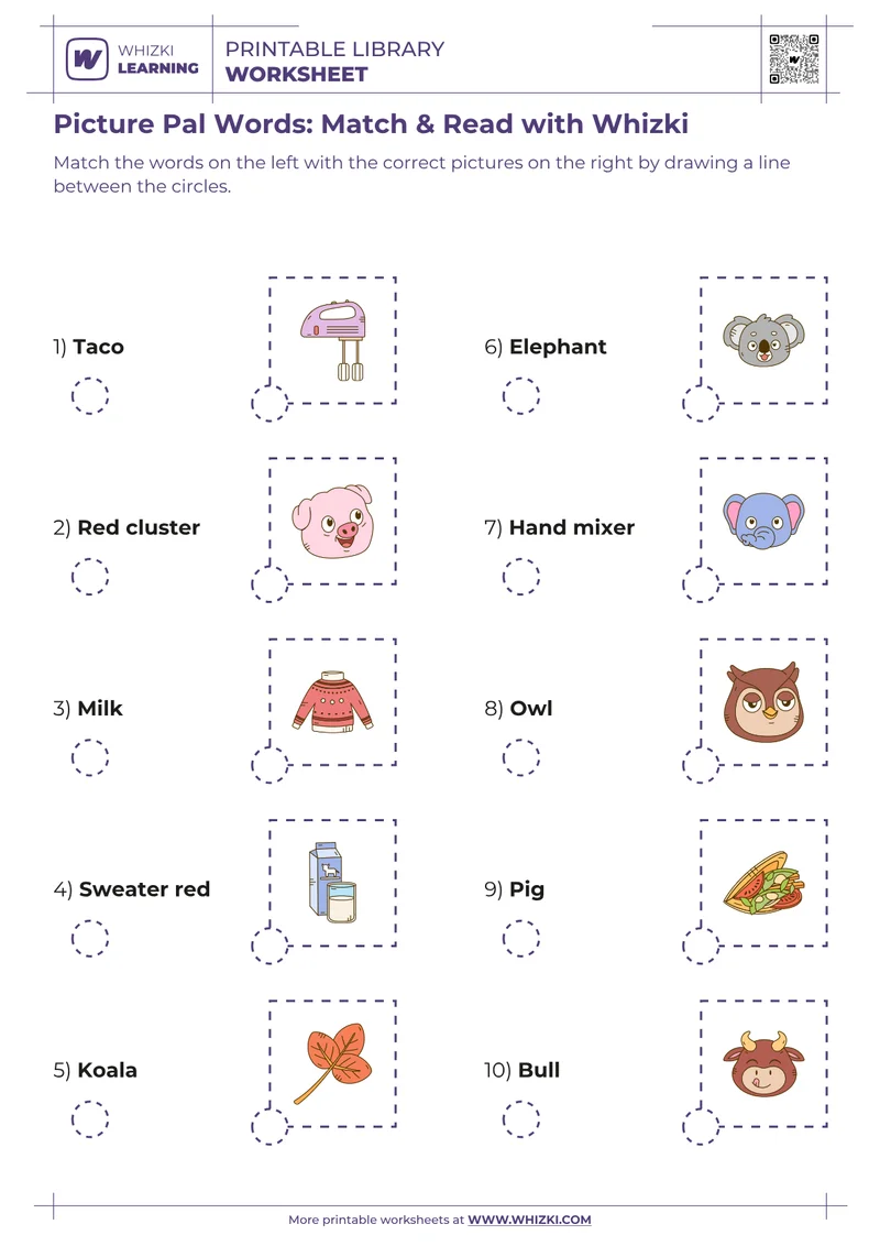 Picture Pal Words: Match & Read with Whizki