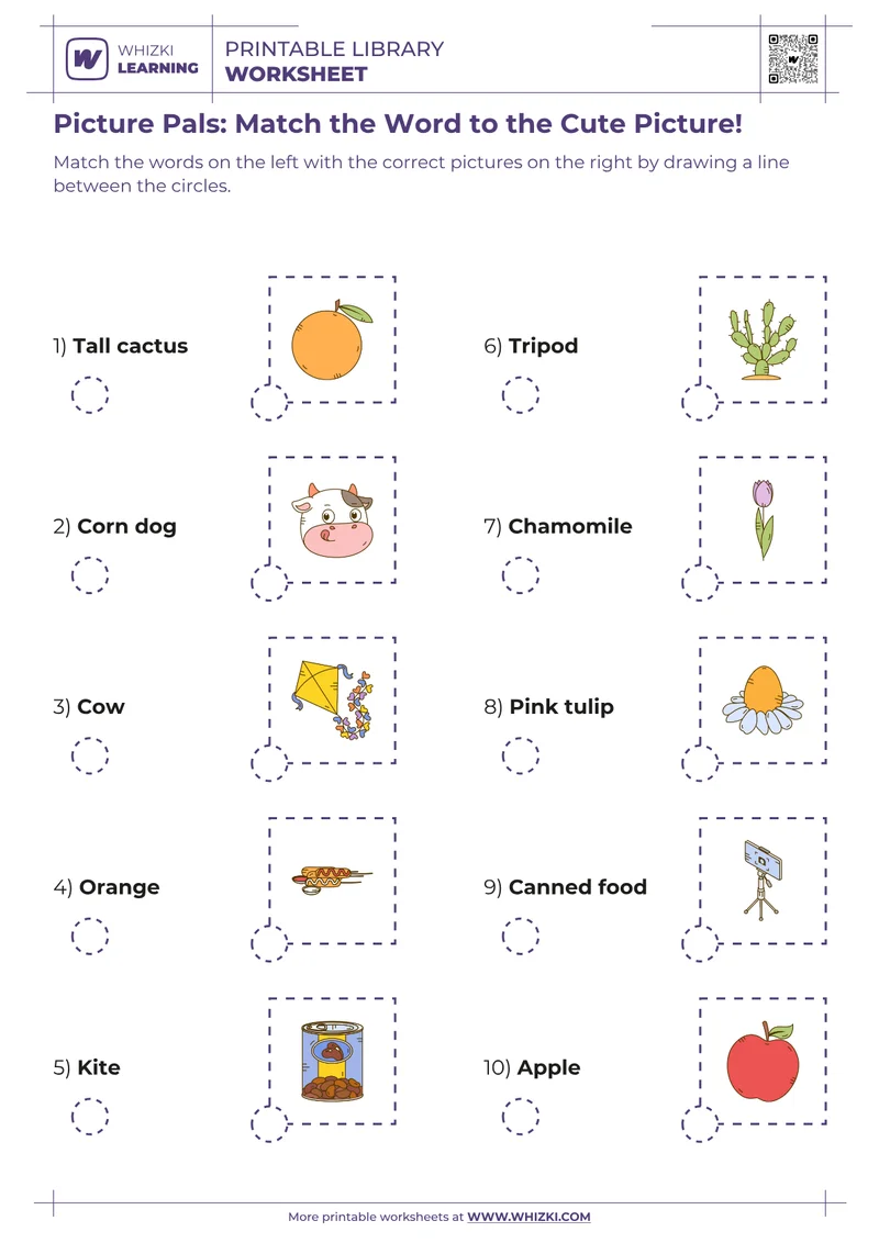 Picture Pals: Match the Word to the Cute Picture!