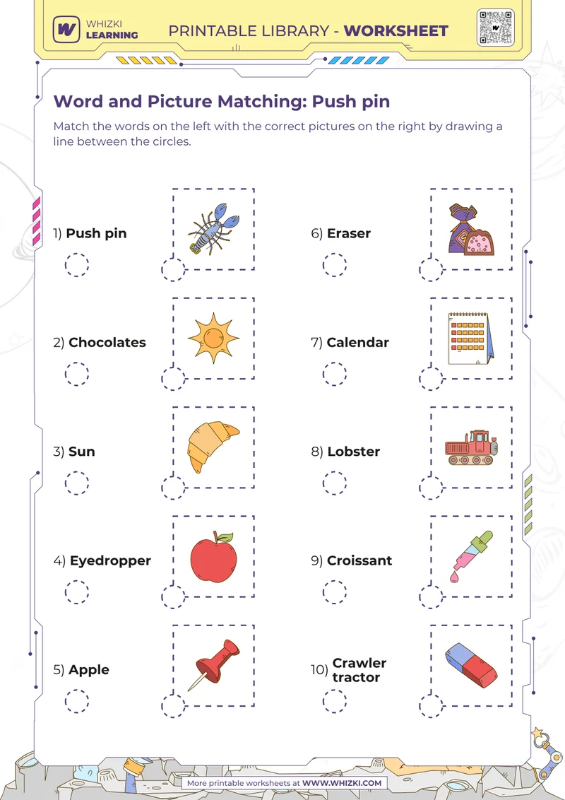 Word and Picture Matching: Push pin