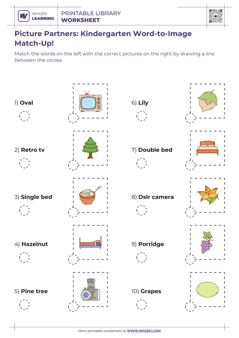 Picture Partners: Kindergarten Word-to-Image Match-Up!