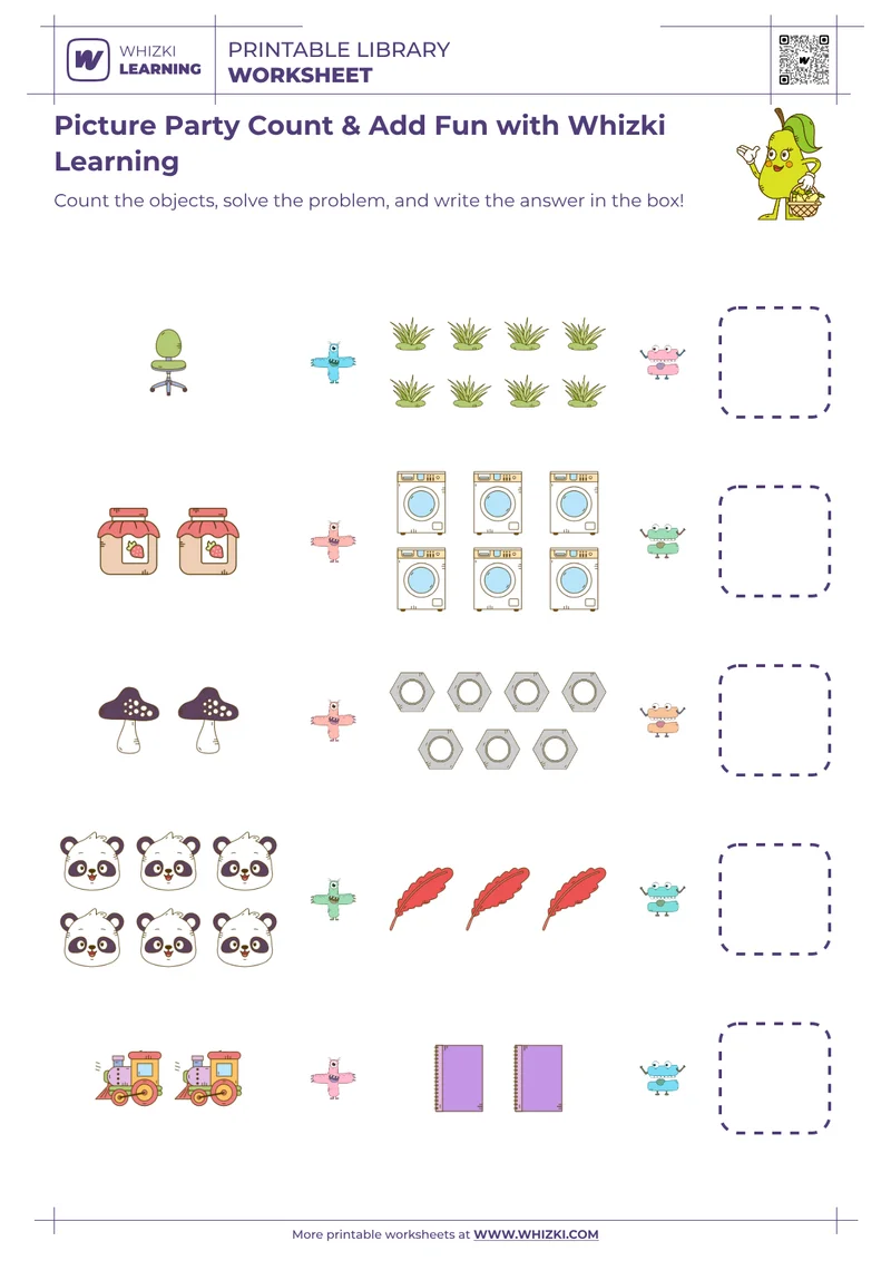 Picture Party Count & Add Fun with Whizki Learning
