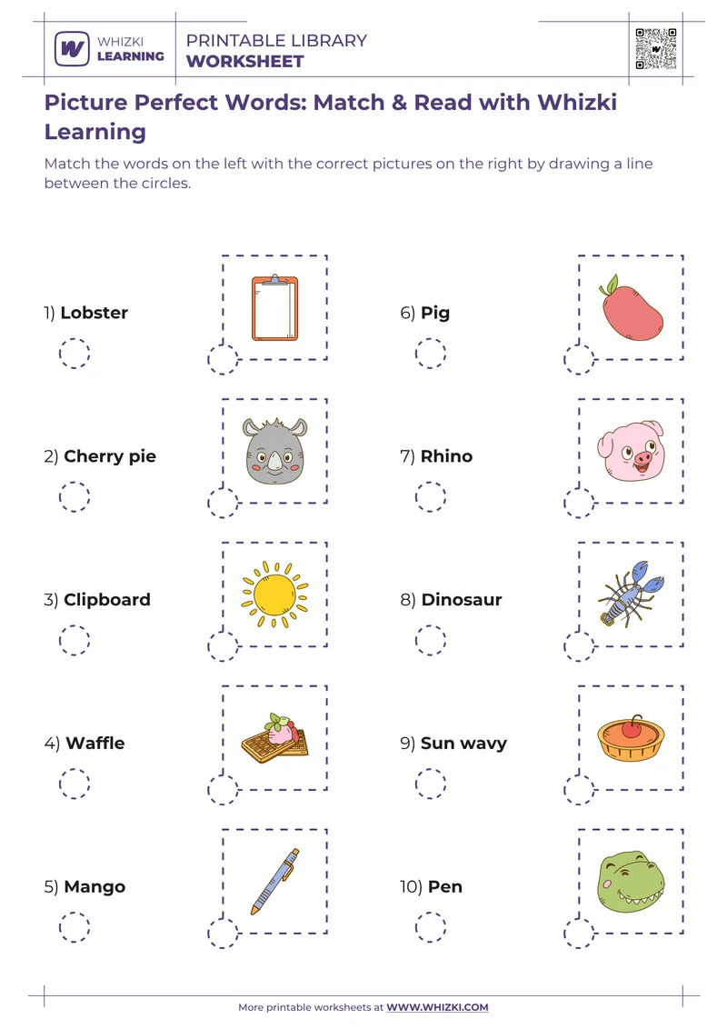 Picture Perfect Words: Match & Read with Whizki Learning