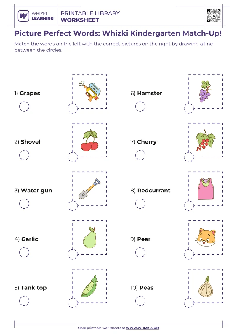 Picture Perfect Words: Whizki Kindergarten Match-Up!