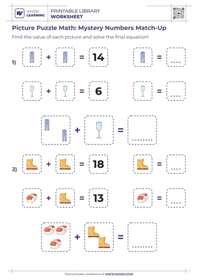 Picture Puzzle Math: Mystery Numbers Match-Up