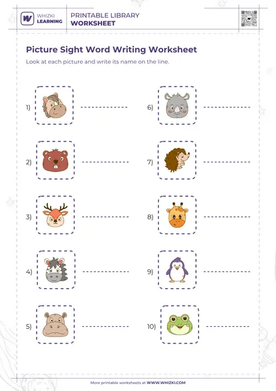 Picture Sight Word Writing Worksheet