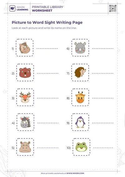 Picture to Word Sight Writing Page
