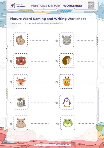 Picture Word Naming and Writing Worksheet