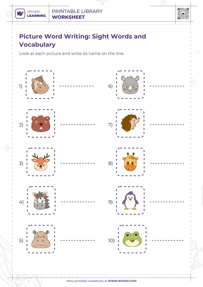 Picture Word Writing: Sight Words and Vocabulary