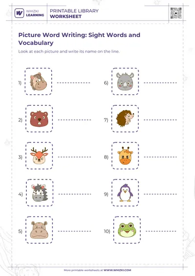 Picture Word Writing: Sight Words and Vocabulary