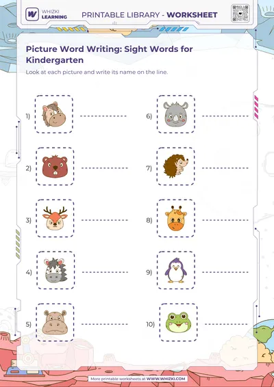 Picture Word Writing: Sight Words for Kindergarten