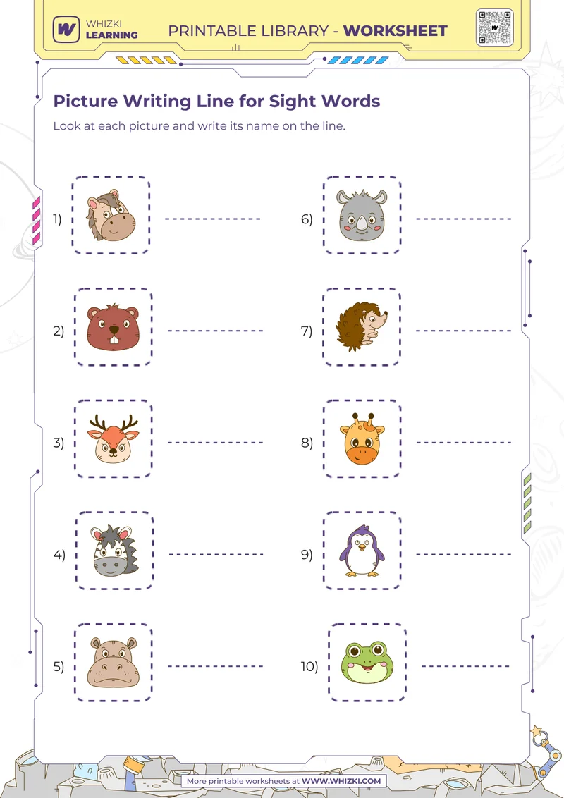 Picture Writing Line for Sight Words
