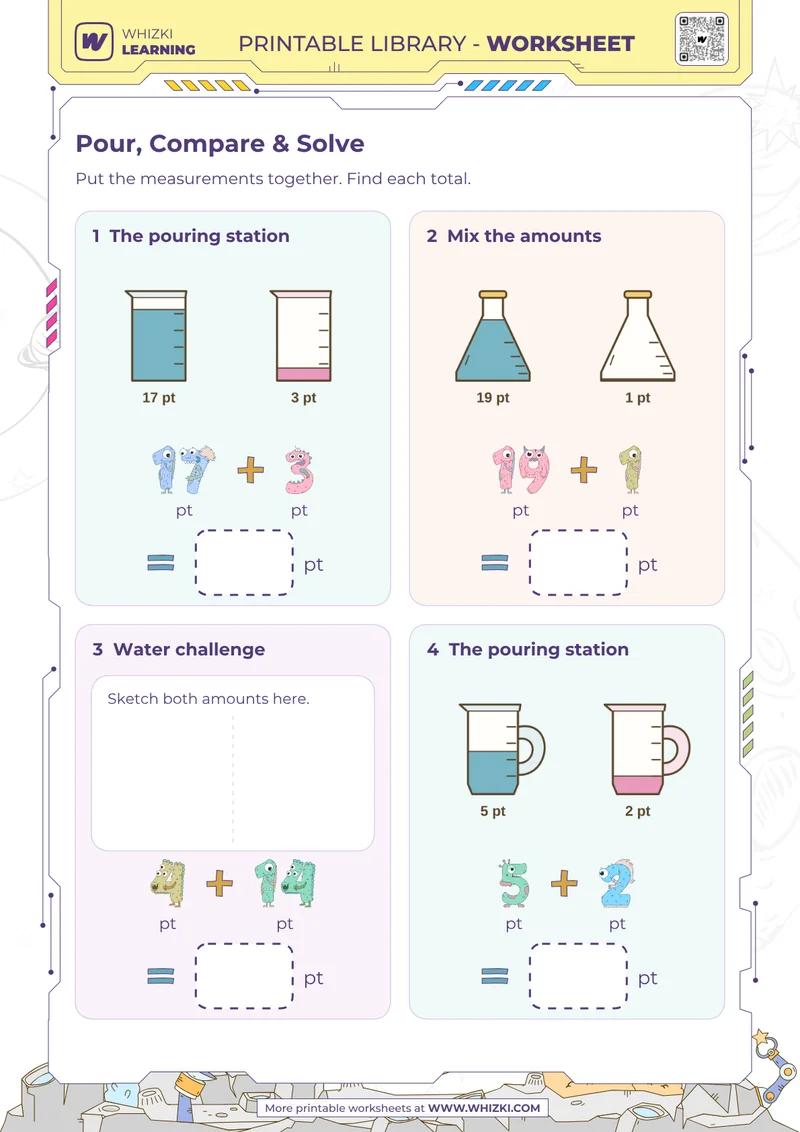 Pint Addition Measurement Worksheet