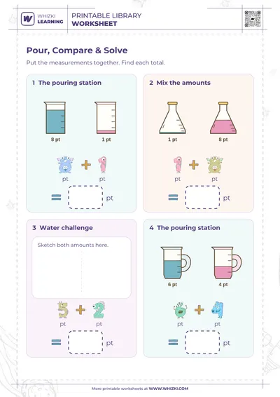 Pint Addition Measurement Worksheet