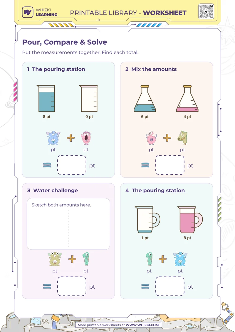Pint Addition Measurement Worksheet