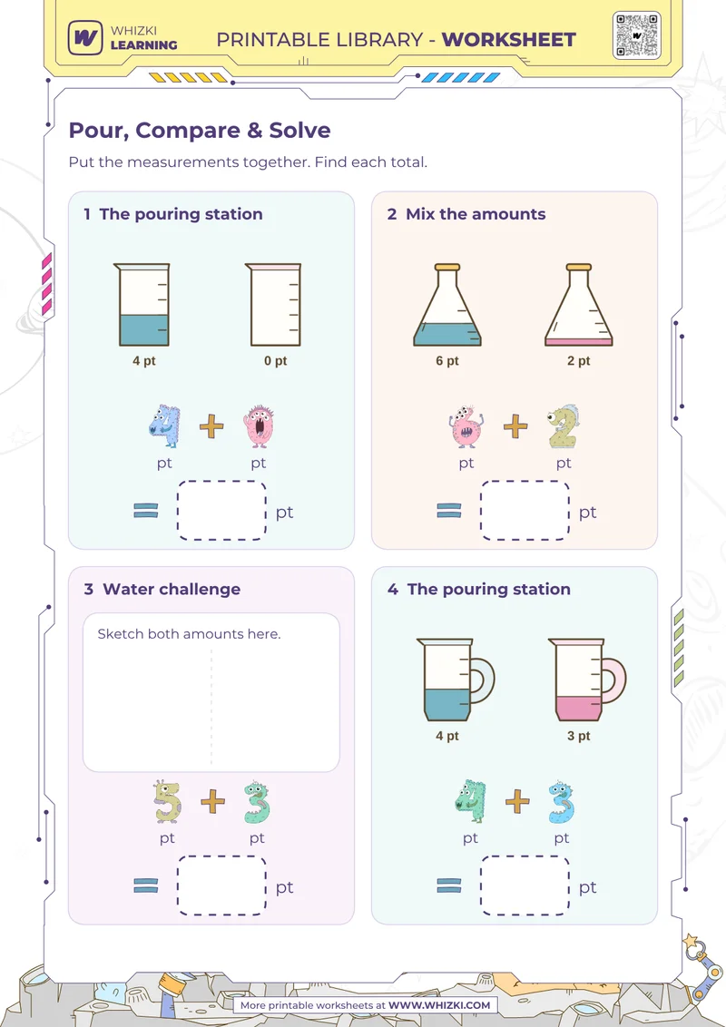 Pint Addition Measurement Worksheet