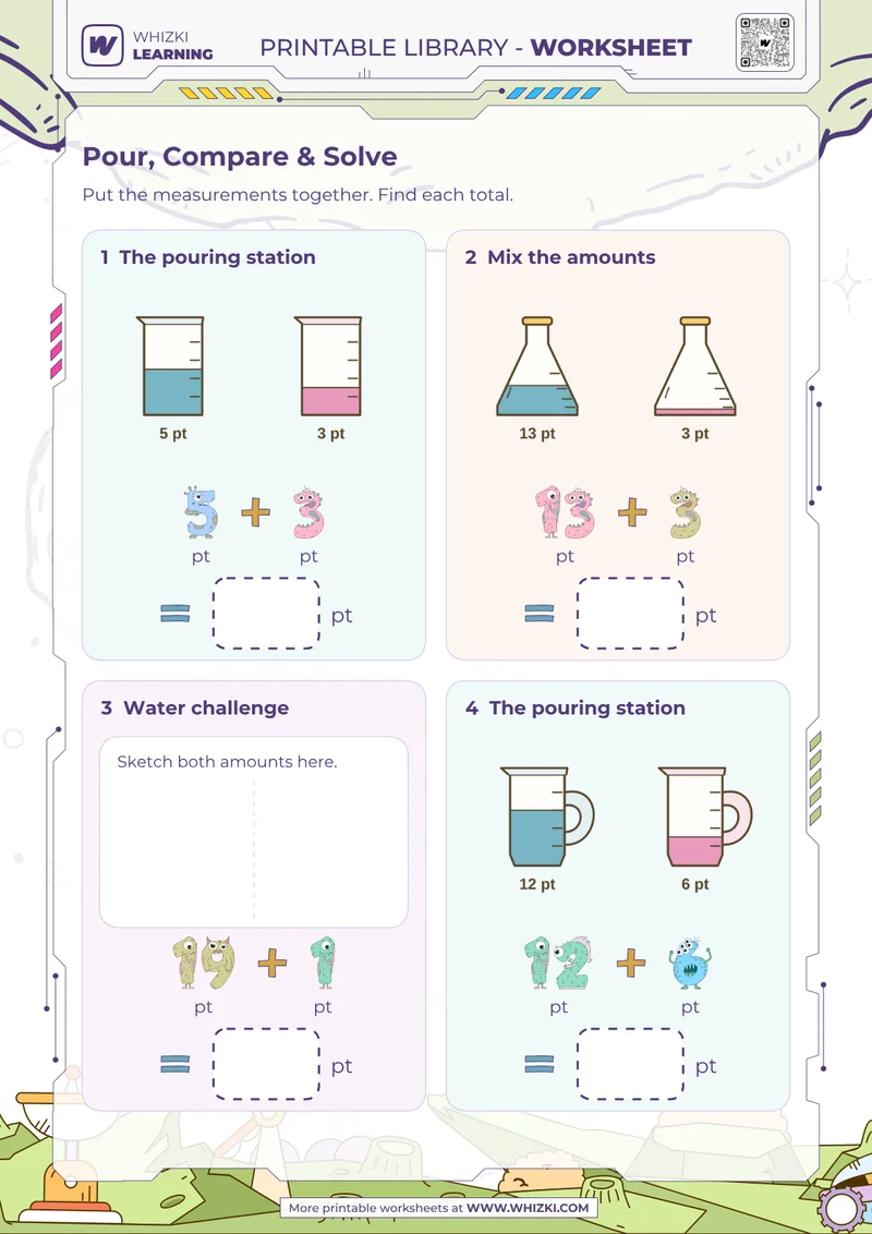 Pint Addition Measurement Worksheet