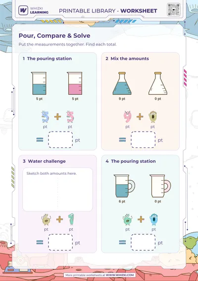 Pint Addition Measurement Worksheet