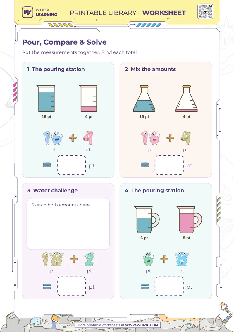 Pint Addition Measurement Worksheet