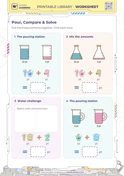Pint Addition Measurement Worksheet