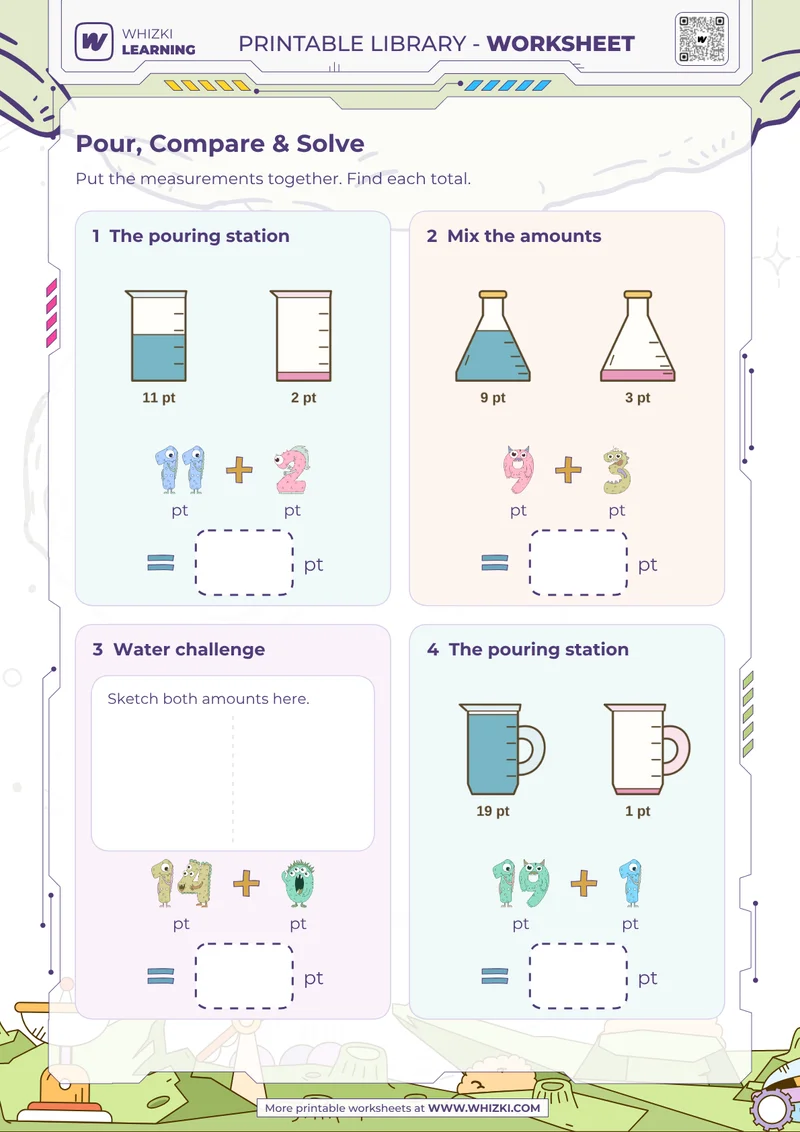Pint Addition Measurement Worksheet