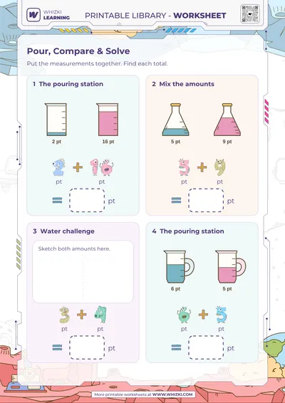 Pint Addition Measurement Worksheet
