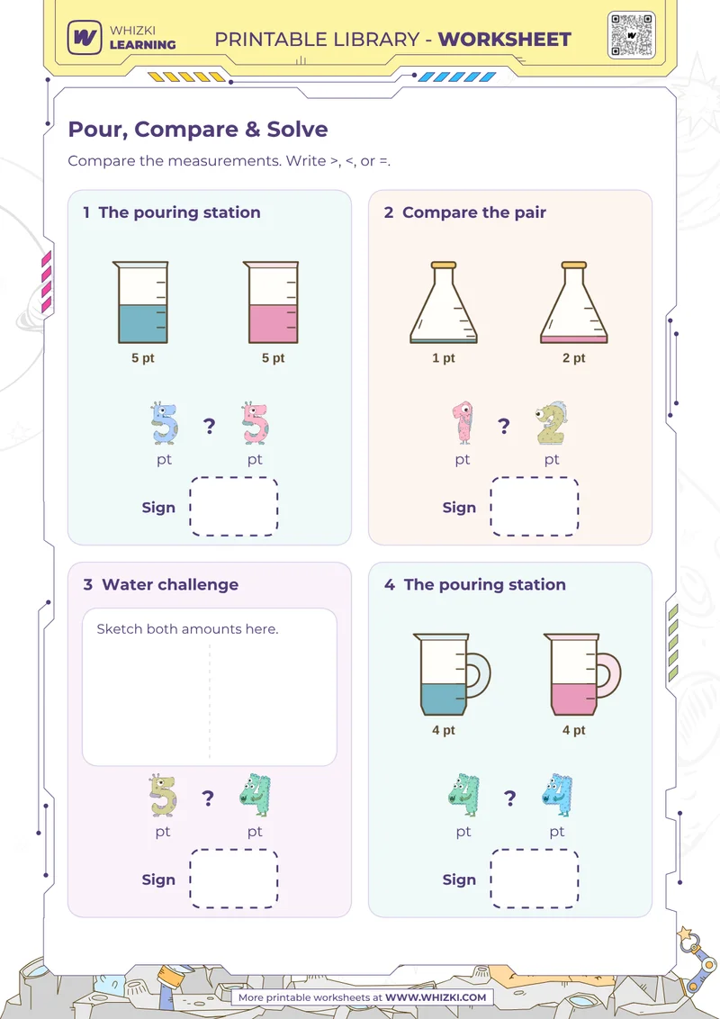 Pint Comparison Measurement Worksheet