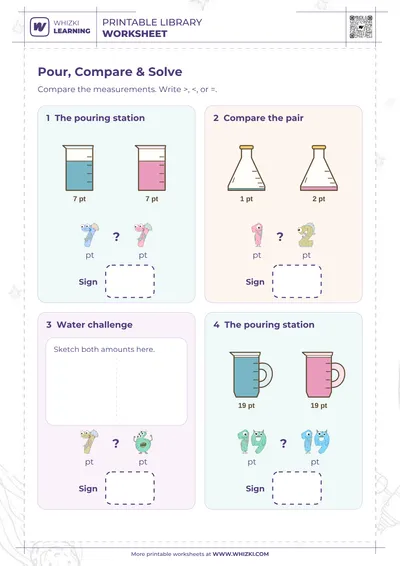 Pint Comparison Measurement Worksheet