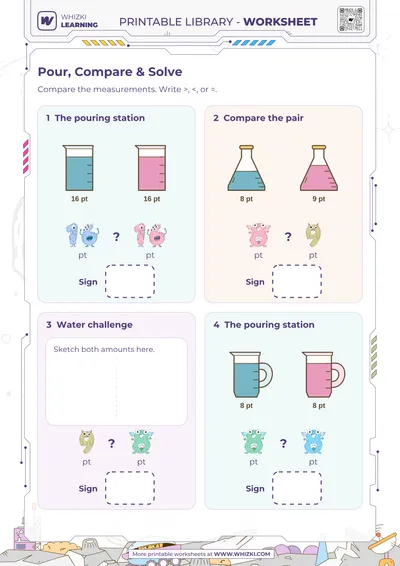 Pint Comparison Measurement Worksheet