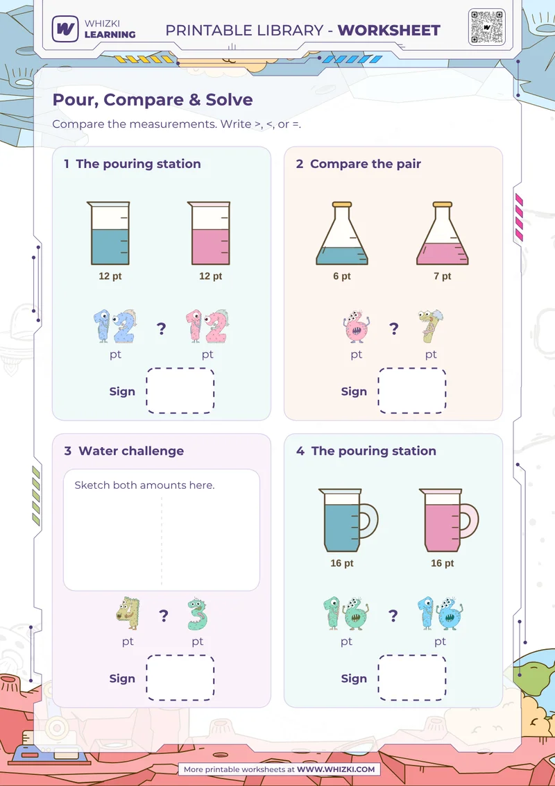Pint Comparison Measurement Worksheet