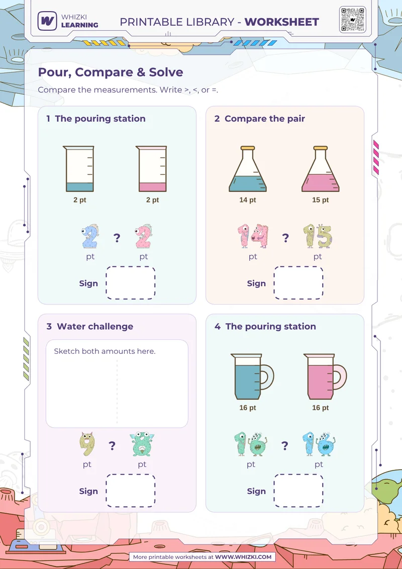 Pint Comparison Measurement Worksheet