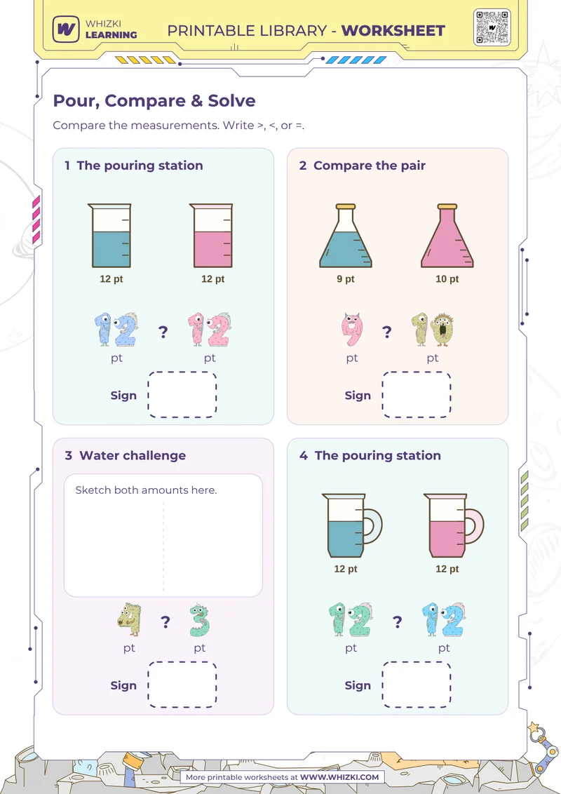 Pint Comparison Measurement Worksheet