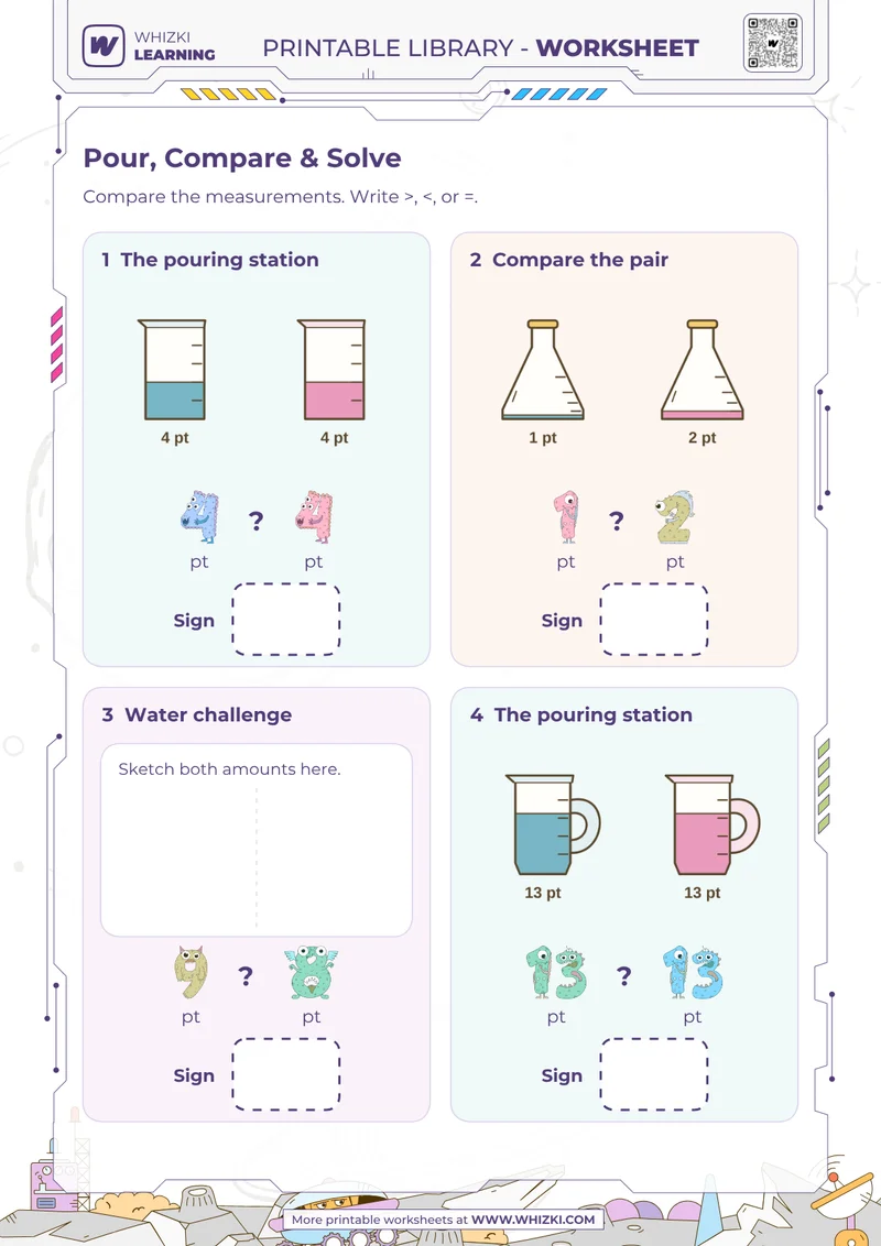 Pint Comparison Measurement Worksheet