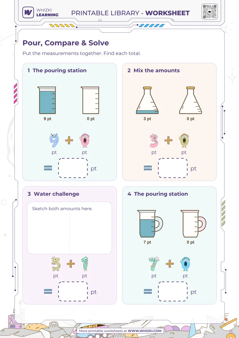 Pint Measurement Addition Worksheet