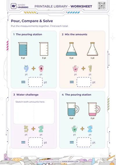 Pint Measurement Addition Worksheet