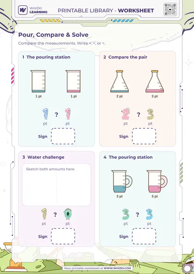 Pint Measurement Comparison Worksheet