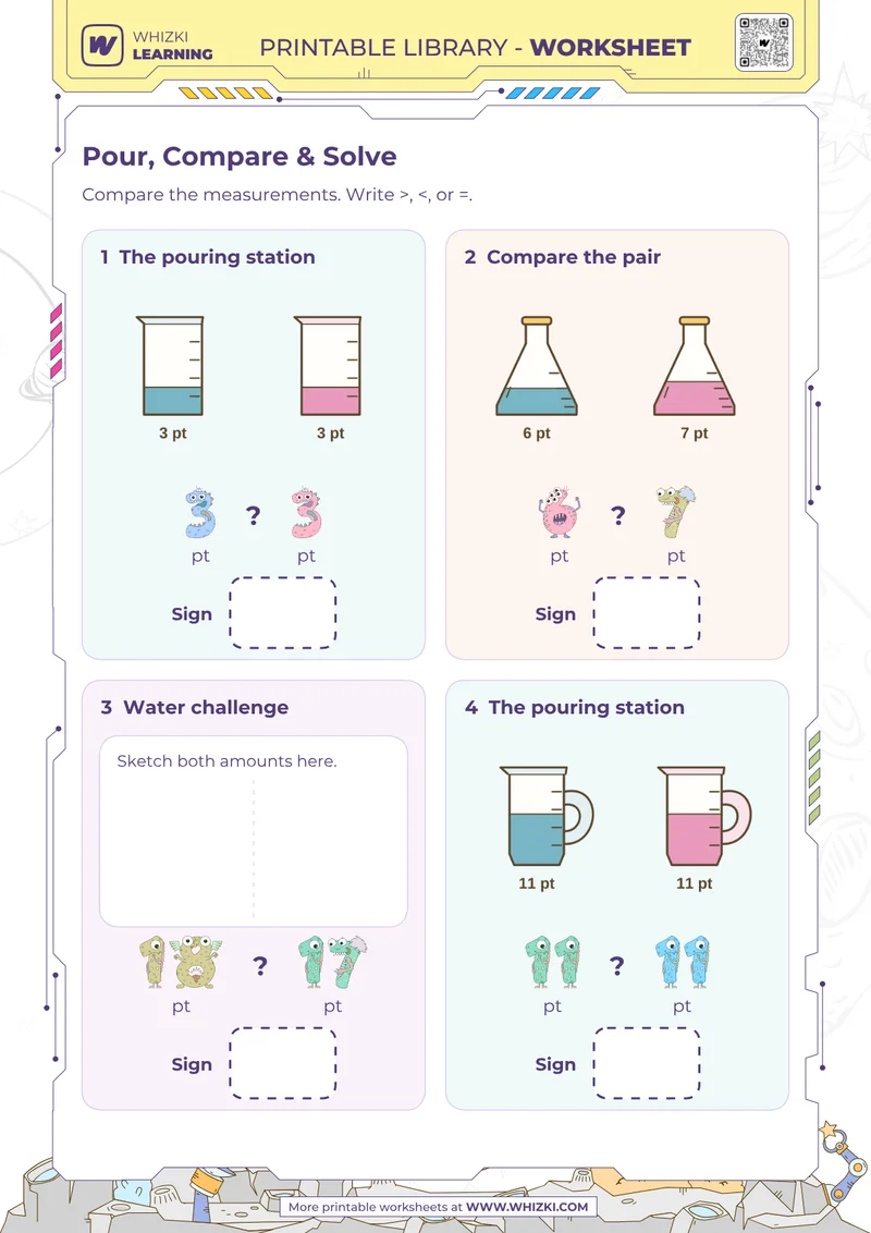 Pint Measurement Comparison Worksheet