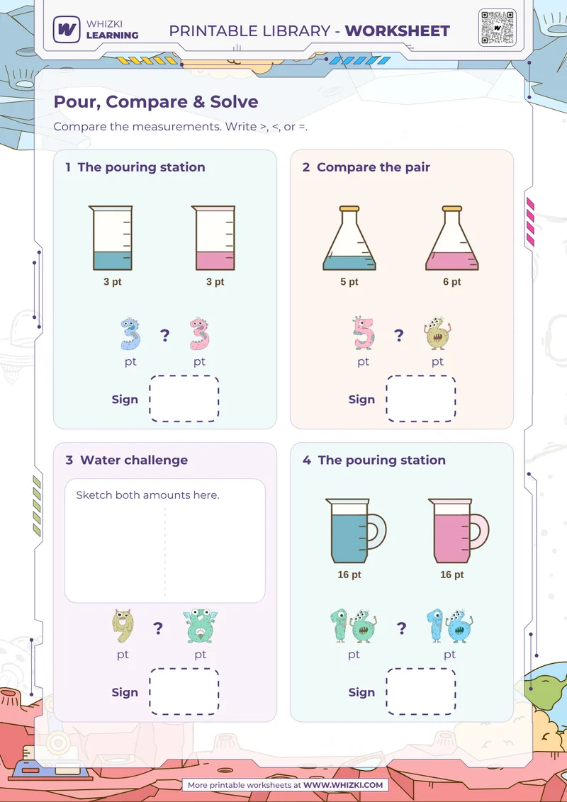 Pint Measurement Comparison Worksheet