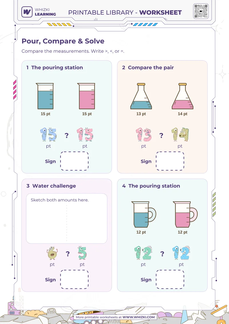 Pint Measurement Comparison Worksheet