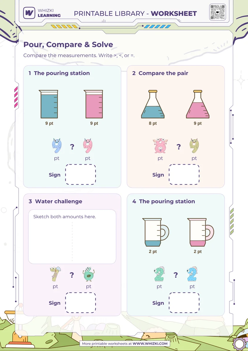 Pint Measurement Comparison Worksheet