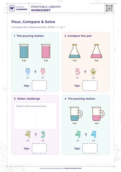 Pint Measurement Comparison Worksheet