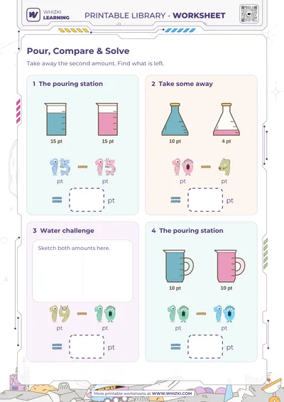 Pint Measurement Subtraction Worksheet