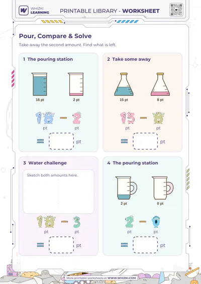 Pint Subtraction Measurement Worksheet