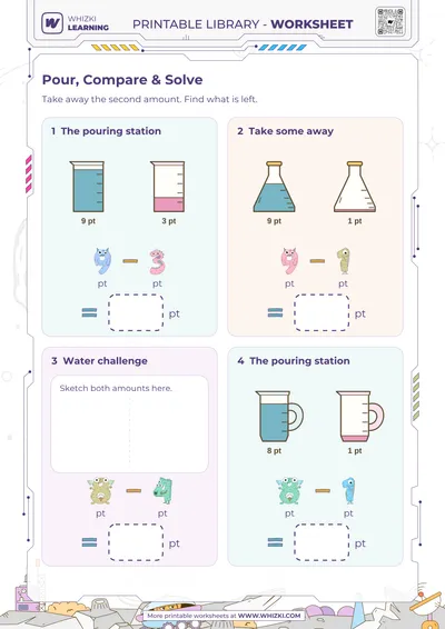 Pint Subtraction Measurement Worksheet