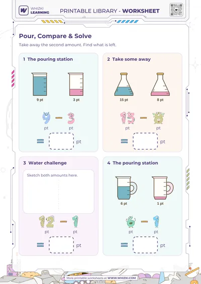 Pint Subtraction Measurement Worksheet