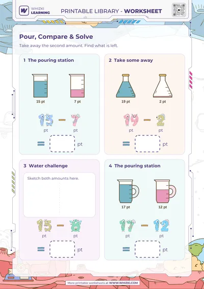 Pint Subtraction Measurement Worksheet