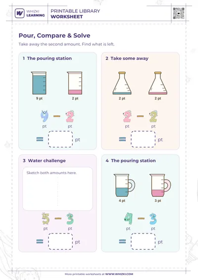 Pint Subtraction Measurement Worksheet