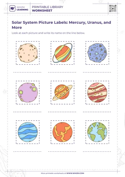 Solar System Picture Labels: Mercury, Uranus, and More
