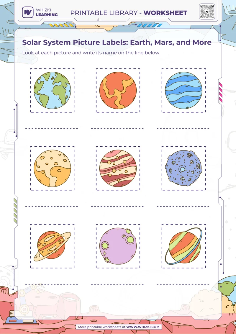 Solar System Picture Labels: Earth, Mars, and More