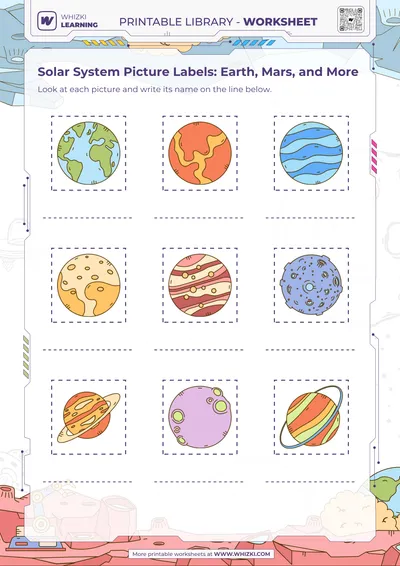 Solar System Picture Labels: Earth, Mars, and More